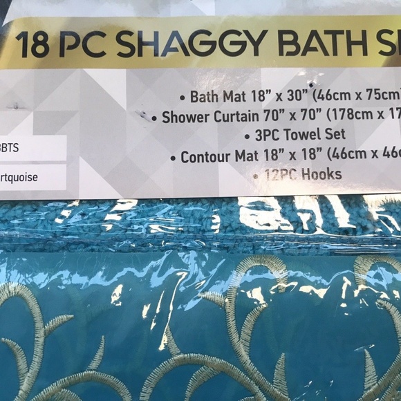 18 Pieces Shaggy TURQUOISE Bathroom Sets - Picture 3 of 4